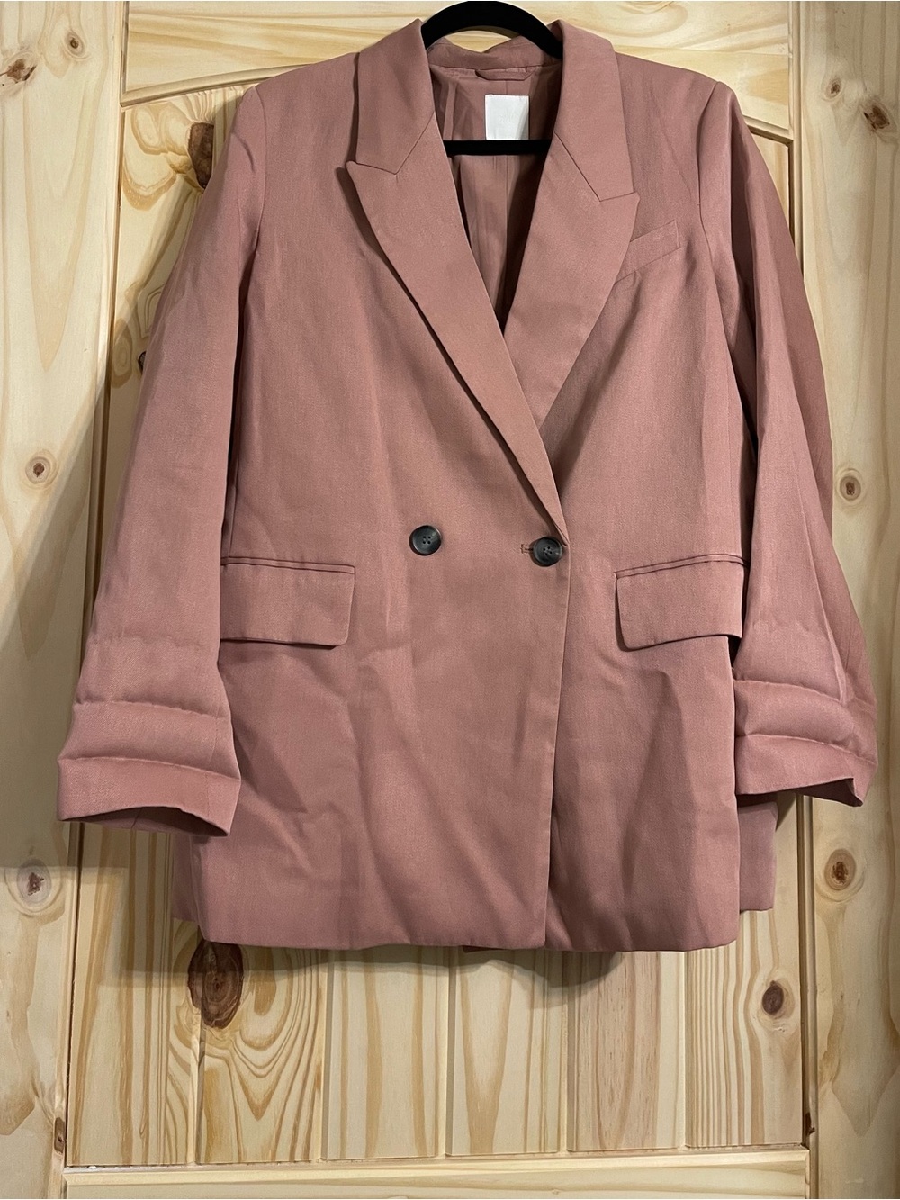 H&M Linen Blend Blazer Dusty Pink - Picture 3 of 5